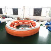 China Amazing Inflatable Water Platform Island Water Toys 10 People Inflatable Floating Sofa With Coffe Cup on sale