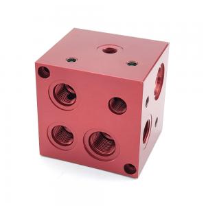 RoHs Red Powder Coated Slide Blocks Hydraulic Cylinder Block Manifold Blocks Customized