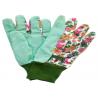 China Gardening Working Cotton Drill Gloves Beautiful Patterns With Knit Wrist wholesale