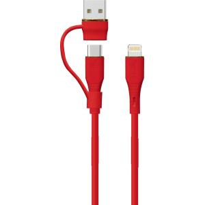 China 2025 Triple-Port 3-in-1 Silicone Cable 1m Length USB A to USB C Lightning Universal Charger for All Devices wholesale