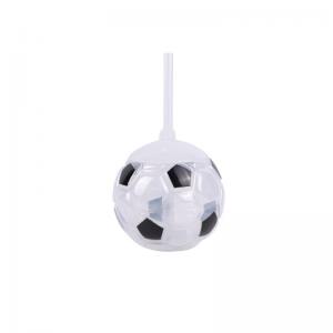 China Plastic Football Shaped Cup With Straw Cute Milk Tea Cup Portable Juice Bottle With Lid supplier