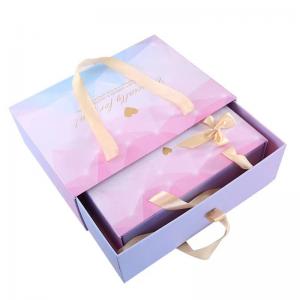 China Fantasy Purple 2mm Cardboard Embossed Gift Box With Pull Out Drawer supplier