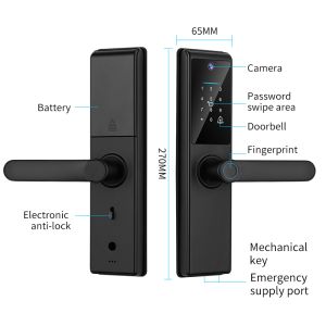 China S821max Camera Smart Lock with Tuya App Remote Contorl Fingerprint Card Code Key Multi Unlock Way Smart Home Door Lock wholesale