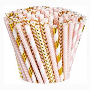 Biodegradable Paper Bubble Tea Straws , CMYK Colorful Paper Straws