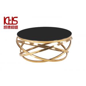 Strong Hardness Black Golden MDF Coffee Tables Slate MDF Round Side Table