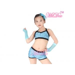 China 2 Pieces Hip Hop Dance Costumes Sequins Crop Top Short Gyms Cloth For Girls supplier