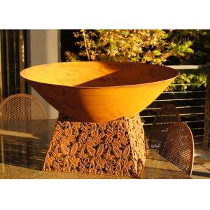 Contemporary Design Corten Steel Fire Pit Bowl With Leaf Stand Rusty Finish