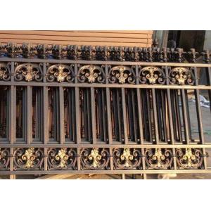 China Colourful Golden Wrought Iron Garden Fence , Home Depot Rod Iron Fencing supplier