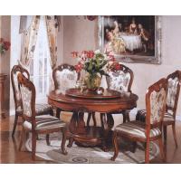 China 7pcs Durable French Round Dining Table And Chairs Solid Wood Vintage Diner Furniture on sale