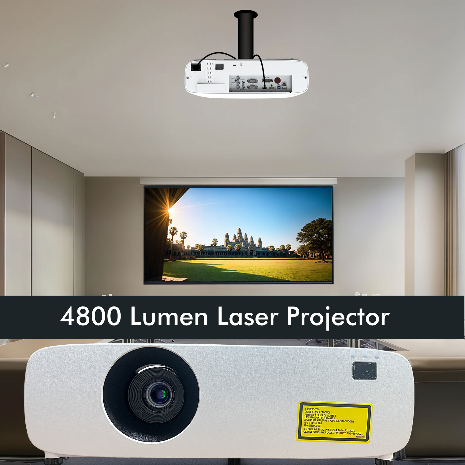 4800 Lumens 360° Projection 3LCD Laser Projector With 30000 Hours Light Source Life
