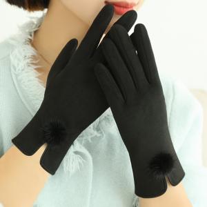 Black Women Winter Warm Woolen Hand Gloves Touch Screen Sensitive Mittens