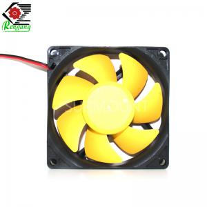 China 80x80x25mm 48V PC Cabinet Cooling Fan Low Noise With Yellow Blade supplier