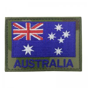 Australia Flag Pattern Laser Merrow Border Embroidery Patch velcro backing