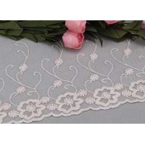 6.5 Inch Floral Embroidered Lace Trim Wide Mesh Lace Trim For Wedding Dresses