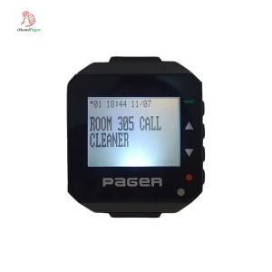 Bank new trendy 433.92mhz black smart wrist alphanumeric watch pager receiver call system