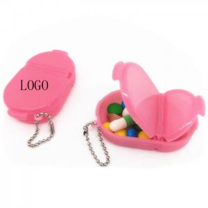 Mini medicine box small plastic box with two compartments and keychain 19*43*69mm logo customized