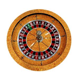 Yellow Professional Casino Roulette Wheel Game Solid Wood Wheel