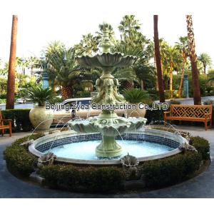 Garden stone fountain with pool, outdoor green marble fountain , decorative fountain