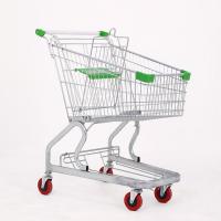 China Supermarket Grocery Store Metal Shopping Trolley Cart With Customized Colors And Rubber Wheels on sale