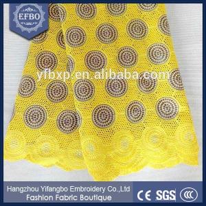 China Unique fancy design african voile swiss lace fabric / nigeria cotton guipure lace fabric supplier