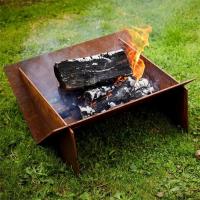 China Custom Wood Burning Rusty Metal Corten Steel Geometric Fire Pit With Grill on sale
