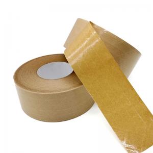 China Self Adhesive Brown Paper Packing Tape Fiberglass Reinforced Flatback Kraft Packing Tape supplier