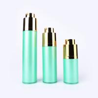 China 15ML 30ML 50ML green plastic PP twist up gold pump OEM round airless bottles cosmetic on sale