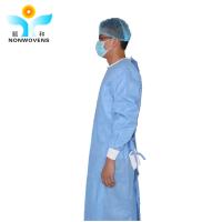 China Non Woven Fabric Disposable Blue Surgical Gown Sms Unisex With Knitted Cuff on sale
