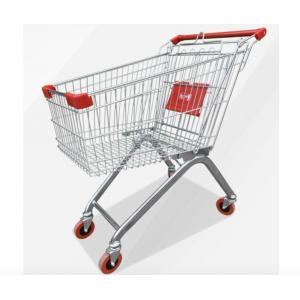 China Zinc Powder Coating Supermarket Shopping Trolley Cart With Flexible Wheel supplier