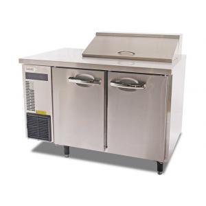 China Two Door Salad Bar Refrigerated Work Table With 6 x 1/6 SIZE GN Food Pans Commercial Refrigerator Freezer supplier