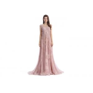 China Sleeveless Pink Lace Fancy Evening Dresses / Ball Gown Glamorous Evening Dresses supplier