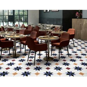 0.03W.a 200x200mm Indoor Porcelain Tiles Blue Yellow Moroccan Floor Wall SGS