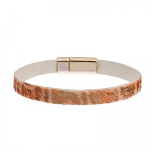Horse hair Leather Bracelet With Magnetic Closure Animal print
