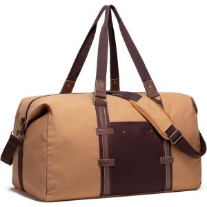 Extra Large 55L Brown Waterproof Canvas Custom Travel Bag for Women Mens