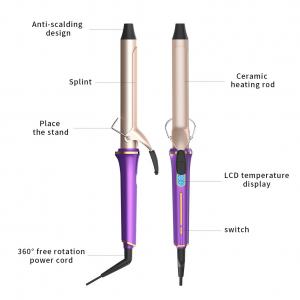 360 Degree Rotating Electric Hair Curler PTC Heating LCD Ceramic Ionic Curling Iron