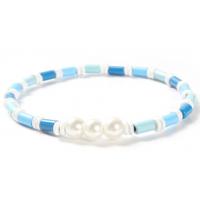 China 6mm Shell Pearl And Bead Bracelet Bohemian Style 18.5cm strechy adjustable size on sale