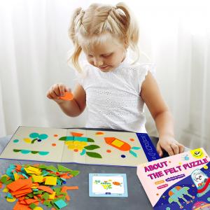 EN71-1 Felt Flower Stickers Puzzle Game , Geometric Jigsaw Puzzle For Toddler Kids