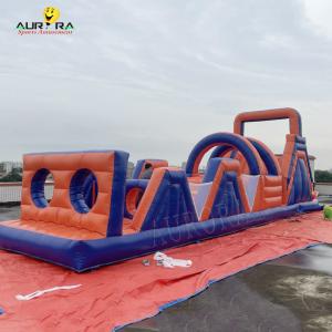 PVC Outdoor Inflatable Obstacle Course Bounce House Non Toxic Red Blue Color