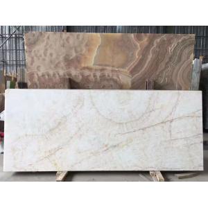 OEM White Onyx Marble With Khaki Brown Veins Tiles Slab / Countertop Marble Slab