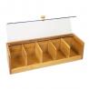 5 Compartment Pretty Bamboo Wooden Tea Bag Caddy Box Organizer and Storage with