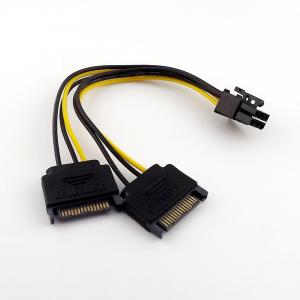 China Dual ST 15 Pin Cable Male to PCI-E 6 Pin Female Video Card Power Adapter Cable supplier
