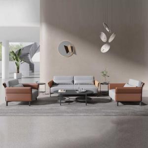 China Sleek Design Office Furniture Sofa Solid Wood Frame Leather Sofa Set supplier