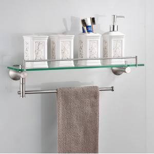 Single Layer Bathroom Towel Rack  Rectangular Glass Shelf With Towel Bar Shower