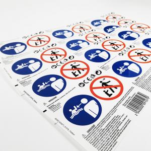 BOPP Film Warning Label Stickers CMYK Rectangular Hazard Dangerous Sign Stickers