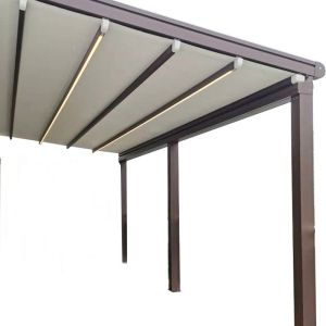 China Folding Canopy with Reinforced Aluminum Alloy Frame for Wind Resistance Foldable Design for Villa Courtyards wholesale