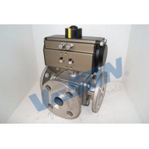 SS Material Pneumatic Shut Off Valve / Three Way Ball Valve For Pipe Line