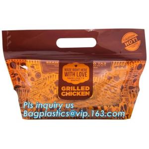 Anti Fog Material Resealabele Plastic Hot Chicken Bag, slide zipper pet microwave oven roasting bag, OEM logo plastic PE