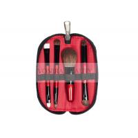 China Wine Red Handle Color Mini Travel Makeup Brush Set With Synthetic Hair on sale