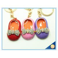 3D Cute Little Shoe Shape Rhinestone Zince Alloy Meta Keychain Rhinestone Bag Purse Key Ring Chain
