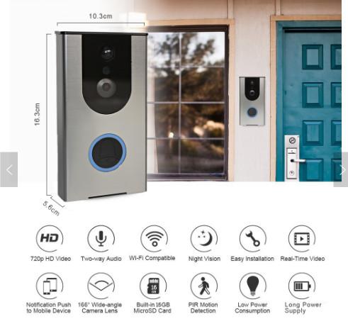 Wireless Video Door Phone HD PIR WiFi Doorbell Intercom 720P IP Camera Battery